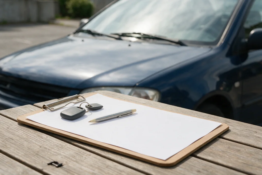car keys and paperworks